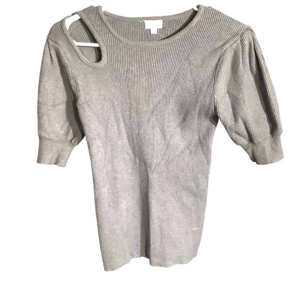 Hem & Thread Women’s M Light Blue Ribbed Cutout Top — Y2K, Minimalist, Chic